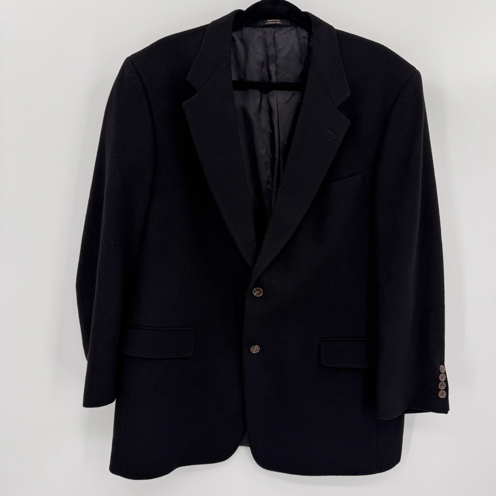 Black Men's Blazer 100% Italian Cashmere Made in the USA Hart Schaffner Marx 44